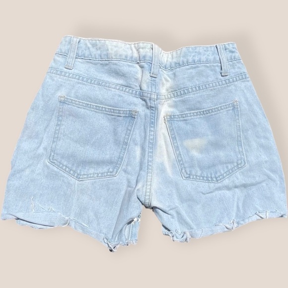 FOREVER 21 Light Wash Denim Distressed Sequins Festival Long Bermuda Jean Shorts - Picture 7 of 8